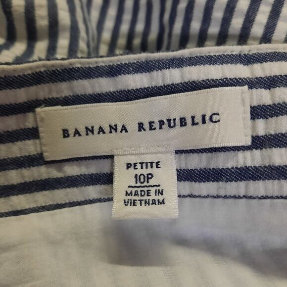 Banana Republic Womens Skirt Sz 10P Blue Seersucker Y2K Coastal Cowgirl Preppy - Picture 5 of 9